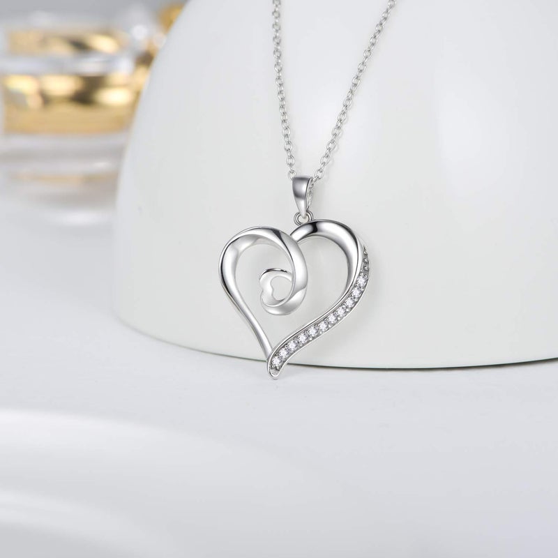 SISGEM Natural Diamond Heart Pendant Necklaces for Women Sterling Silver, Fine Jewelry for Wife, Love Gifts for Her (0.15ct) 16"-18" - Image 4